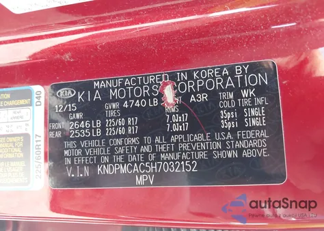 2017 Kia Sportage Lx z USA, uszkodzony, nr VIN KNDPMCAC5H7032152